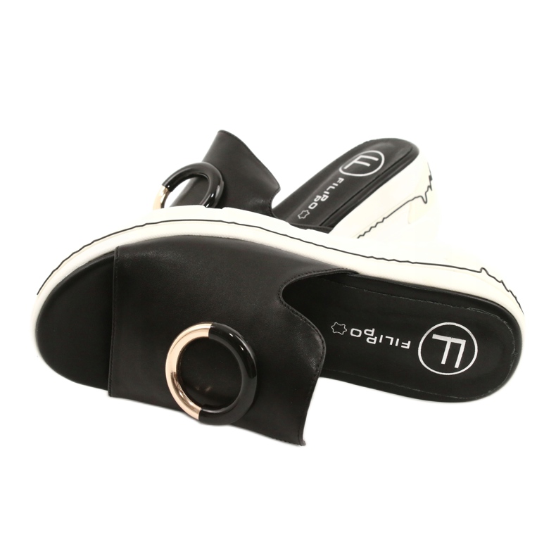 Filippo Udobne papuče na platformi FILI PPO DK2318 / 21 BK crna zlatni 3