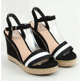 Crne sandale na crnom klinu LL6320 Crna 1