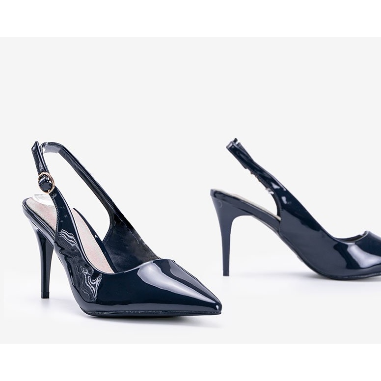 Mornaričke pumpe lakirane na remenu Cindy plava 1