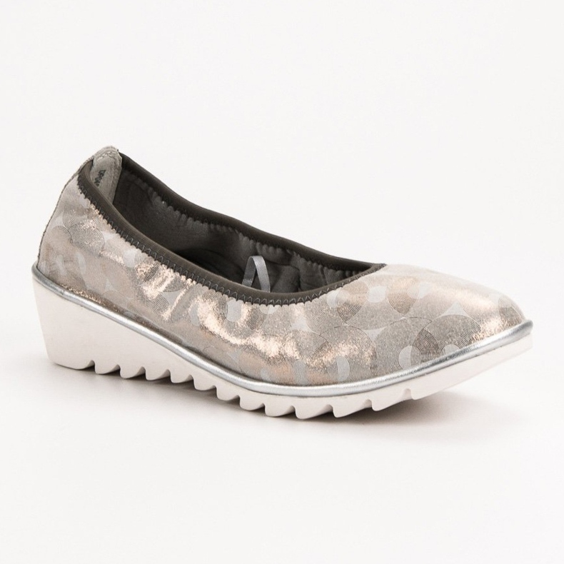 Filippo Kožna balerina na klinu bež zlatni 1