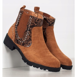 Small Swan Chelsea čizme sa zmijskim printom smeđa 1