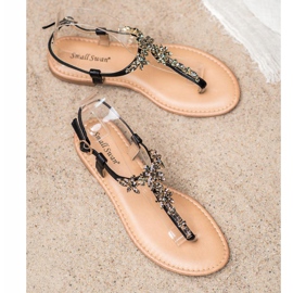 Small Swan Elegantne sandale s kubnim cirkonijem crna 1