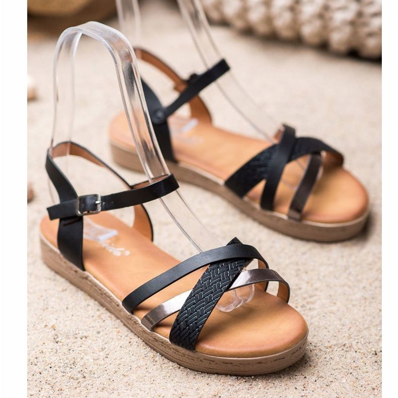 Weide Elegantne sandale izrađene od eko kože crno 1