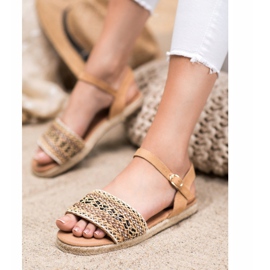 SHELOVET Lagane pletene sandale bež 2