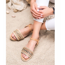 SHELOVET Lagane pletene sandale bež 1