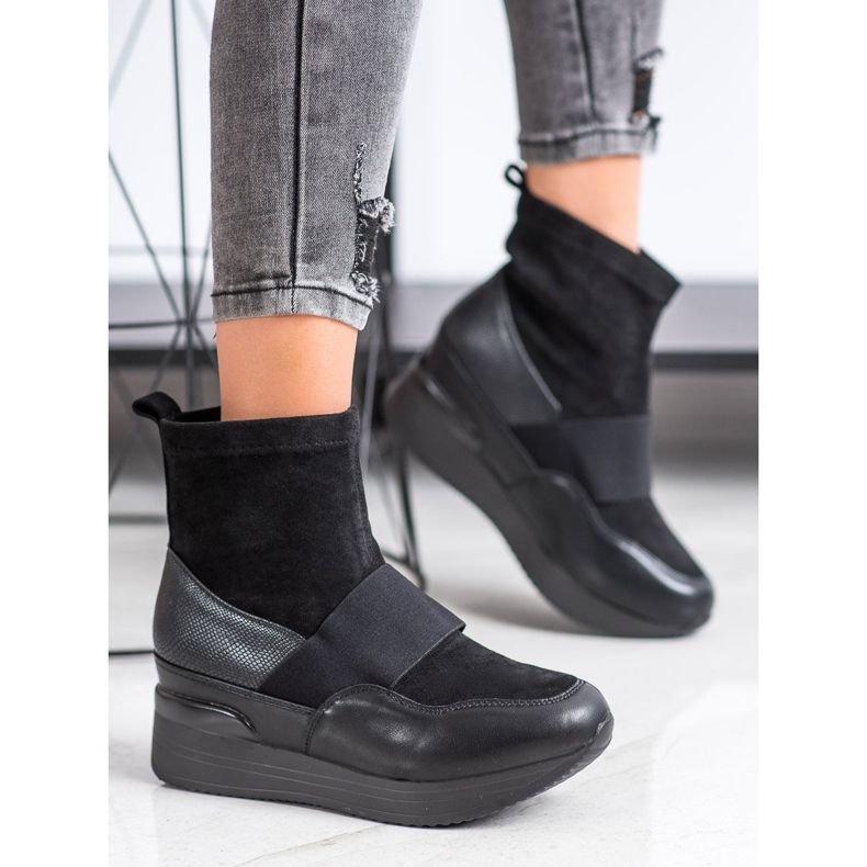 SHELOVET Modne čizme na navlaku crno 2