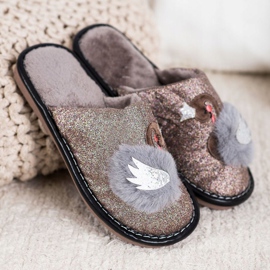 Bona Elegantne papuče s aplikacijom bež smeđa 1