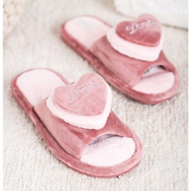 Bona Tople papuče sa srcem bež ružičasta 1