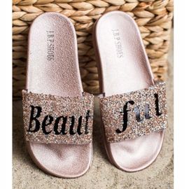 SHELOVET Prekrasne japanke s kristalima zlatna 2