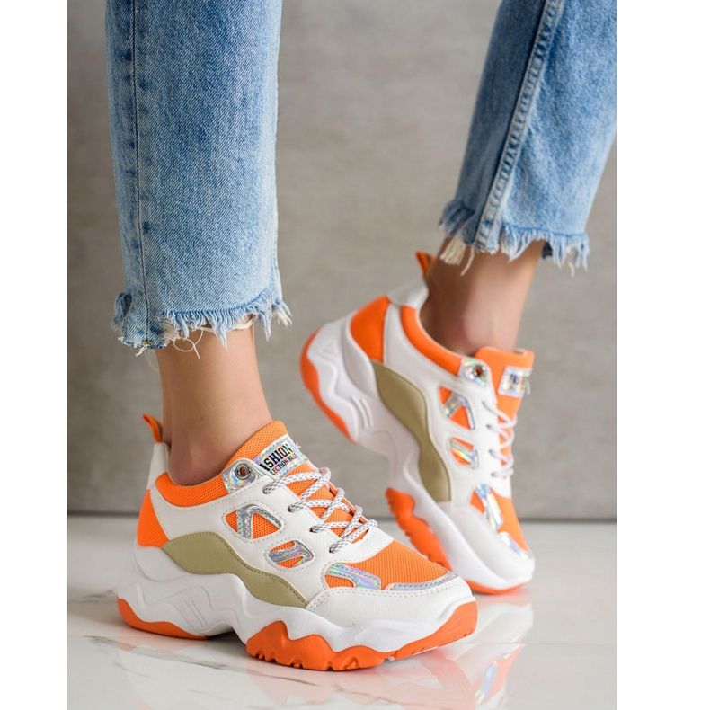 SHELOVET Modne tenisice na vezanje bijela narančasta višebojan 2