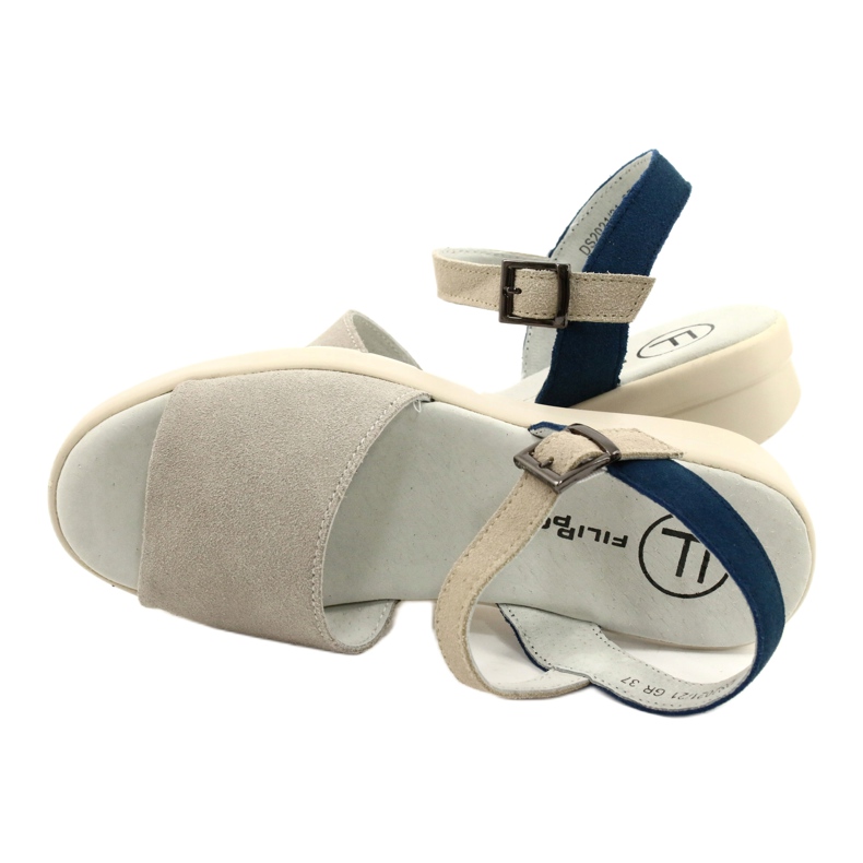 Udobne ženske kožne sandale Filippo DS2021/21 sive siva 3