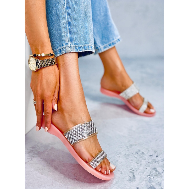 Ružičaste BG51 Ružičaste silikonske papuče ružičasta srebro 1