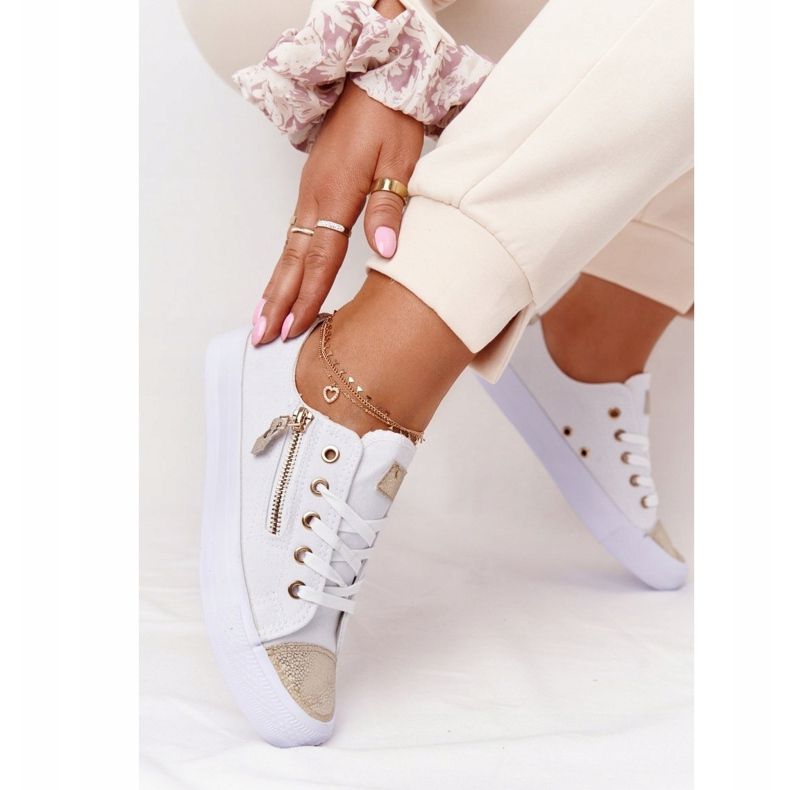 Ženske tenisice s patentnim zatvaračem u festivalu bijelo zlato bijela zlatni 2