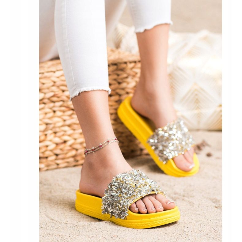 Seastar Modne kristalne papuče srebro 2