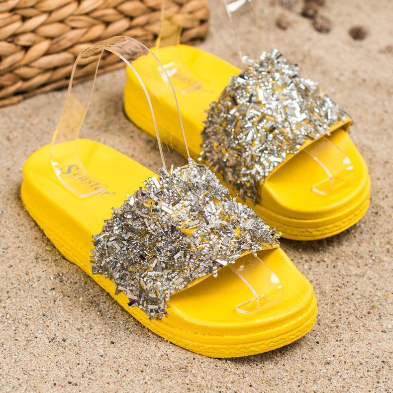 Seastar Modne kristalne papuče srebro 1