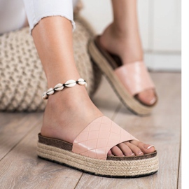 SHELOVET Papuče na platformi ružičasta 1