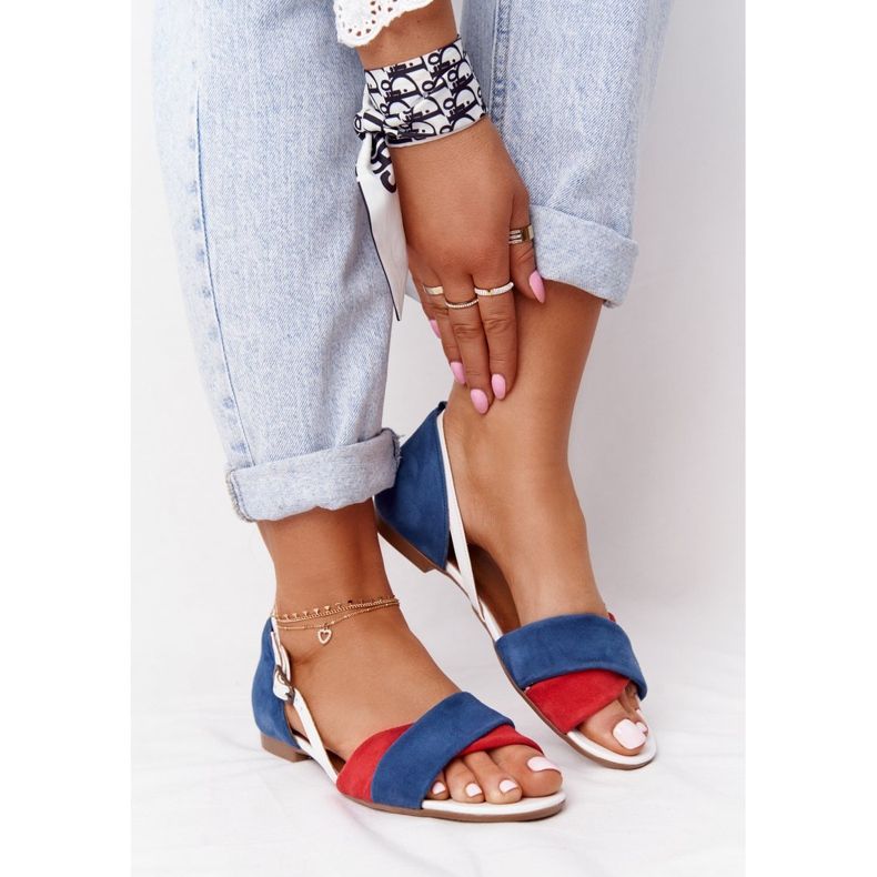 Kožne sandale Maciejka 04614-17 Mornarsko plavo-crvena 1