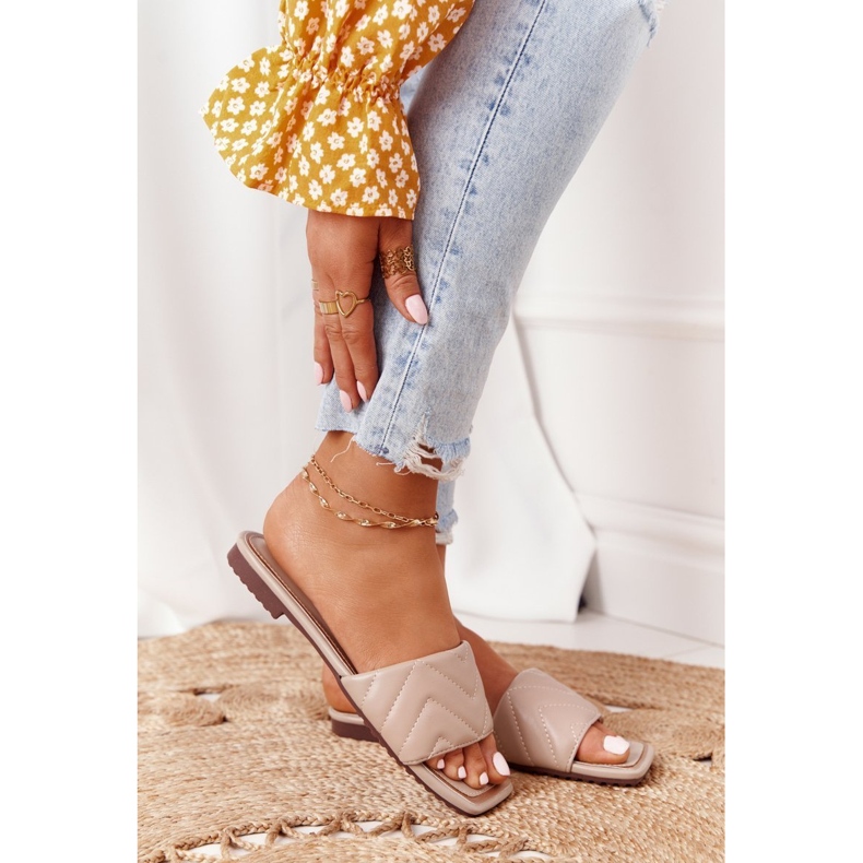 S.Barski Kožne papuče s prošivenim materijalom S. Barski 331-42 Cappuccino bež 2