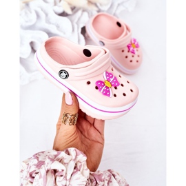 Dječje pjenušave papuče Crocs Pink Lazy Day ružičasta 2