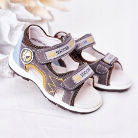 EVE Dječje sive nogometne sandale s čičkom raznobojna 2