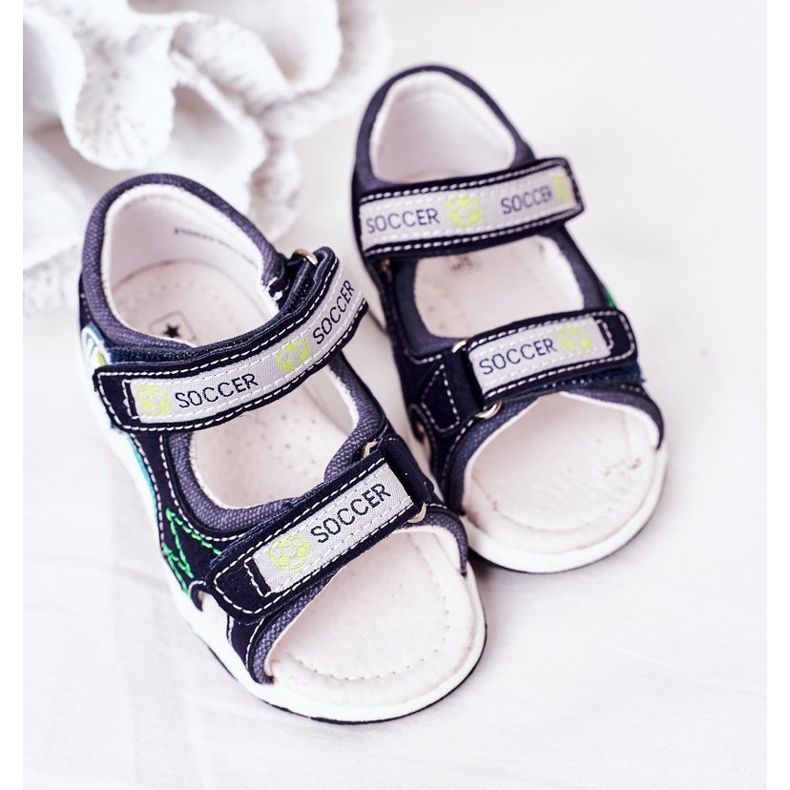 EVE Dječje tamnoplave nogometne sandale s čičkom mornarsko plava raznobojna 2