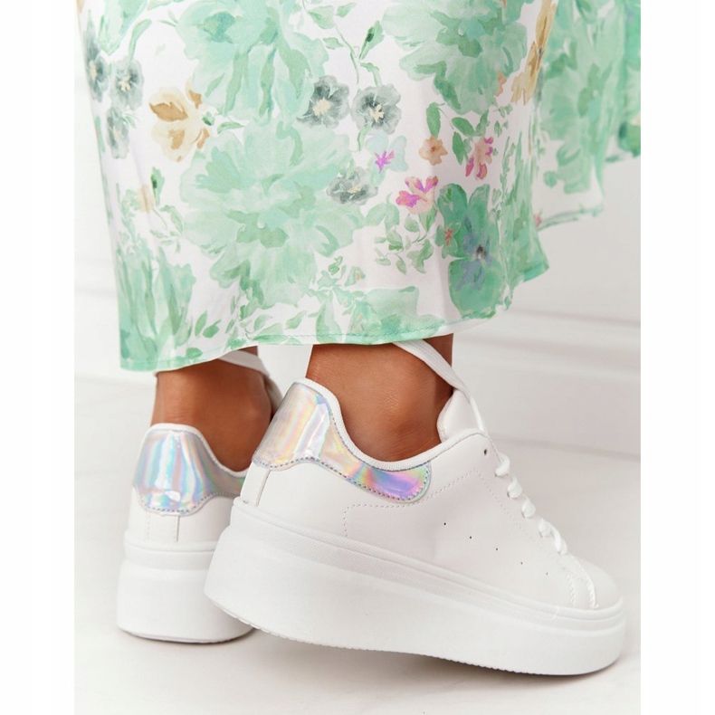 Tenisice za sportsku obuću na platformi Bijelo i srebrno sjajno sjajno bijela srebro 2