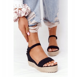 PS1 Crne balearske sandale na klin crna 2