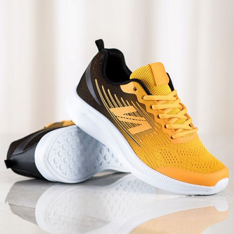 SHELOVET Lagane tenisice od tekstila crna žuta boja 1