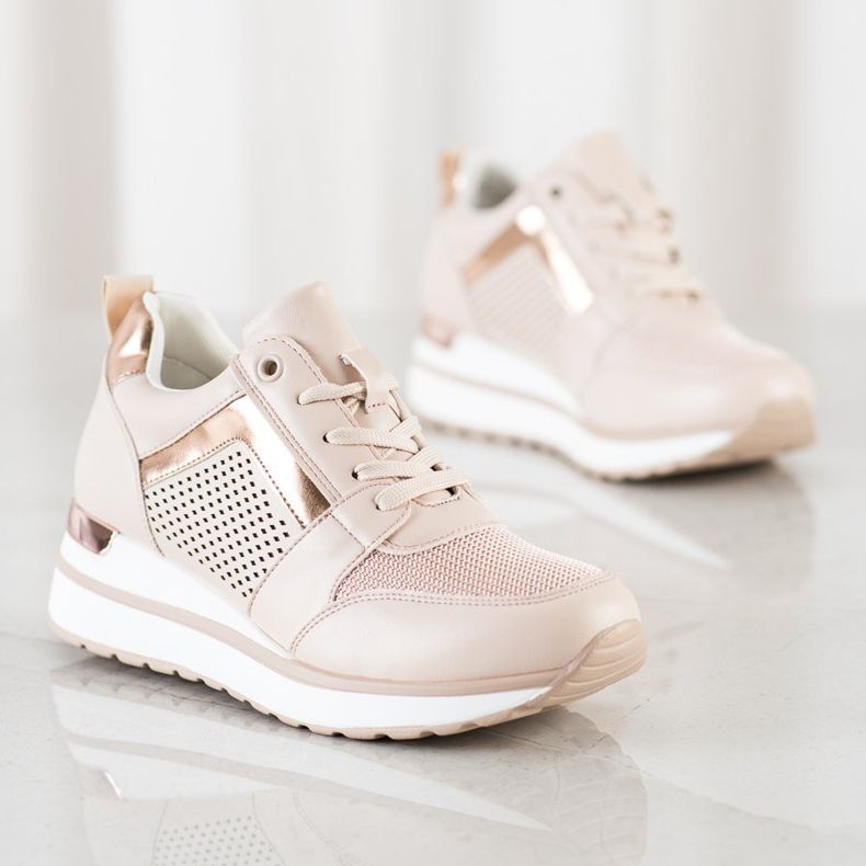 SHELOVET Elegantne tenisice sa sjajem ružičasta 1