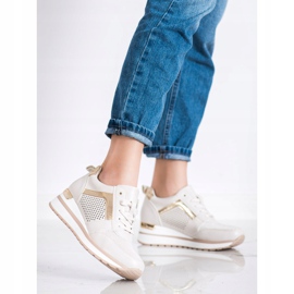 SHELOVET Elegantne tenisice sa sjajem bež 1