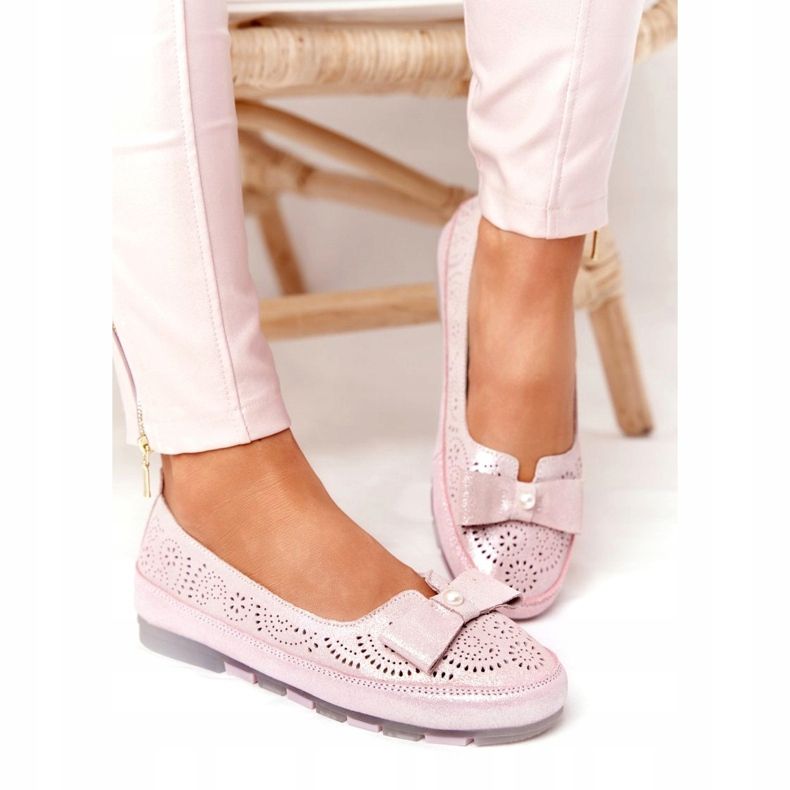 Rio Flore kožne balerinke ekološke boje Pink ružičasta 4