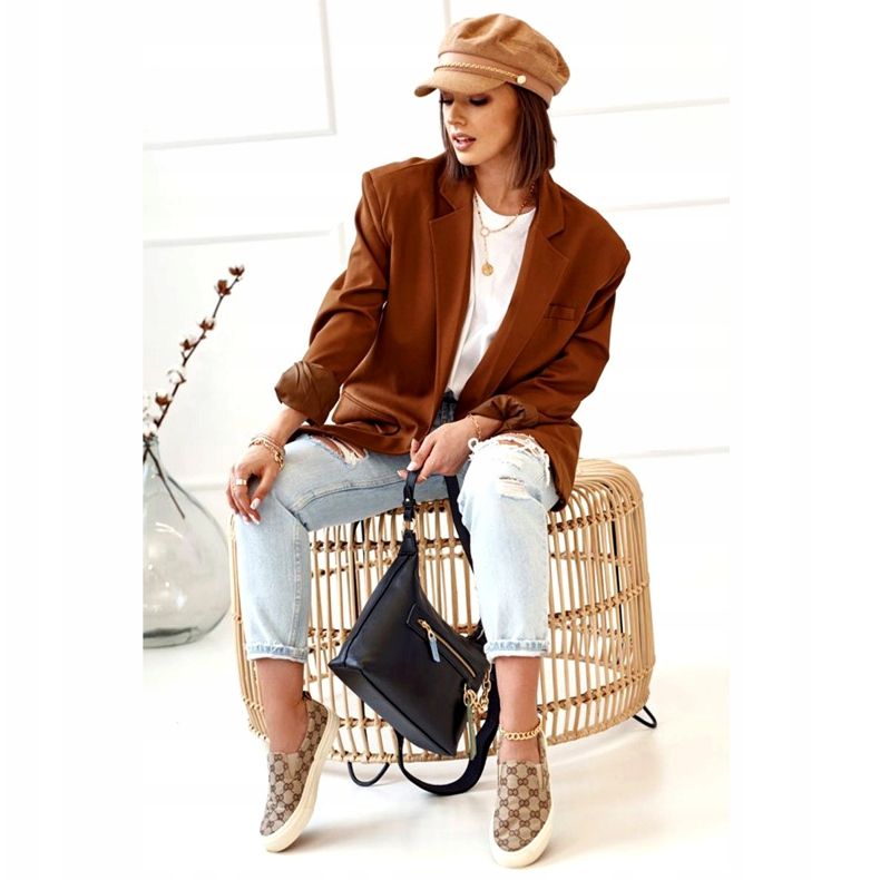 Ženske tenisice s logotipom Slip-On Khaki Challenge bež smeđa 5