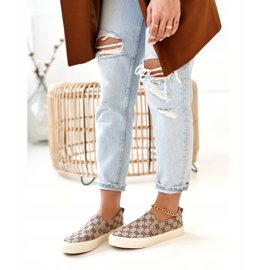 Ženske tenisice s logotipom Slip-On Khaki Challenge bež smeđa 1