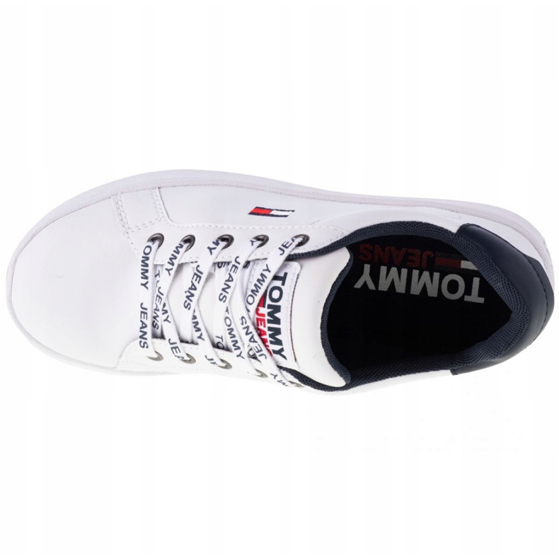 Tommy Hilfiger ikonične kožne cipele s ravnom izvedbom u EN0EN01113-YBR bijela tamnoplava 2