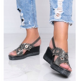 Sive metalik sandale na klin Pon siva 1