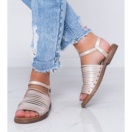 Smeđe sunčane bež sjajne sandale Sun 1