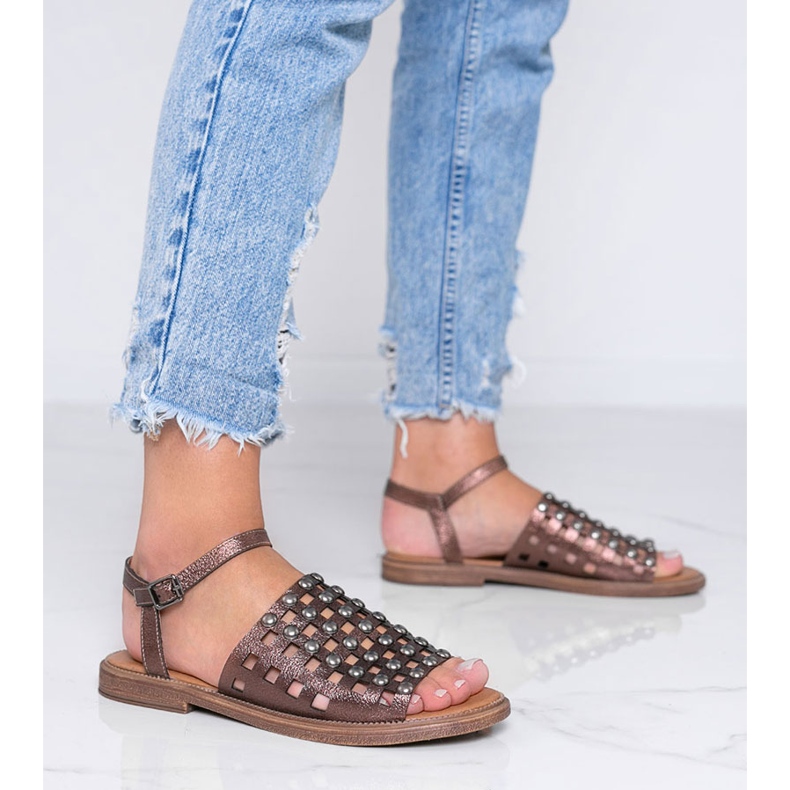 Smeđe sunčane sjajne smeđe sandale smeđa 1