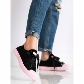 SHELOVET Elegantne vezane tenisice crno 1