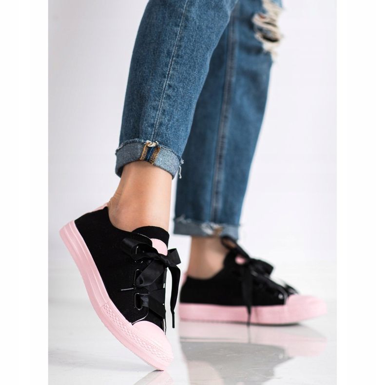 SHELOVET Elegantne vezane tenisice crna 1