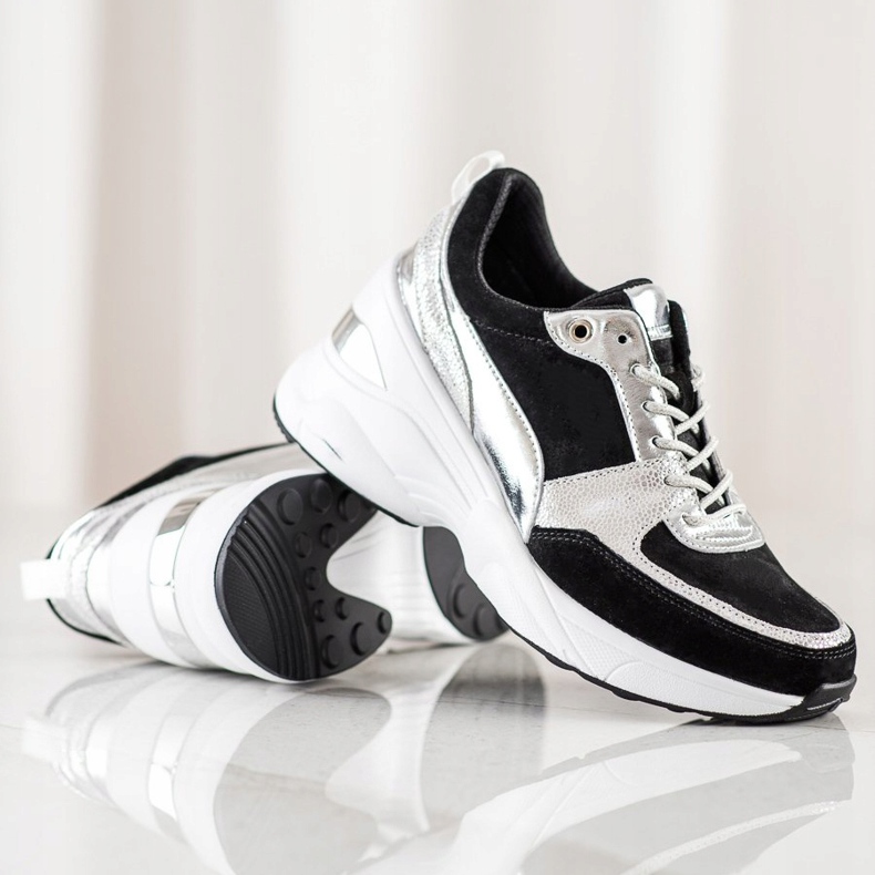 Filippo Kožne tenisice na klin crna 1