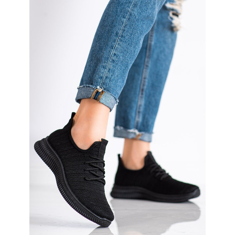 SHELOVET Lagane tekstilne sportske cipele crno 2