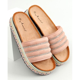 Ružičaste papuče N-96 Pink na ukrašenom potplatu ružičasta 1