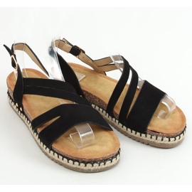 Crne Boho espadrile sandale FD002 Crna crno 1