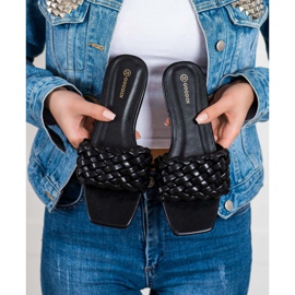 Goodin Pletene eko kožne papuče crno 2