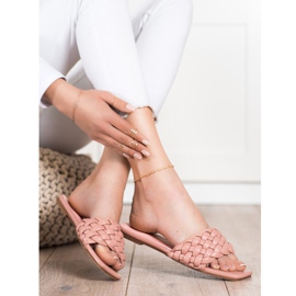 Goodin Pletene eko kožne papuče ružičasta 2