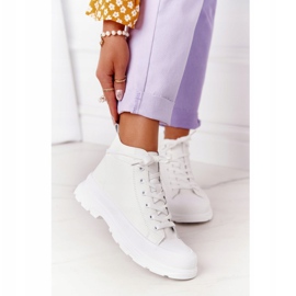 Ženske bijele kožne tenisice Trissy na velikom potplatu bijela 2