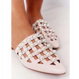 PS1 Bež papuče od valovitosti s gornjim dijelovima i biserima 1