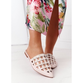 PS1 Bež papuče od valovitosti s gornjim dijelovima i biserima 2