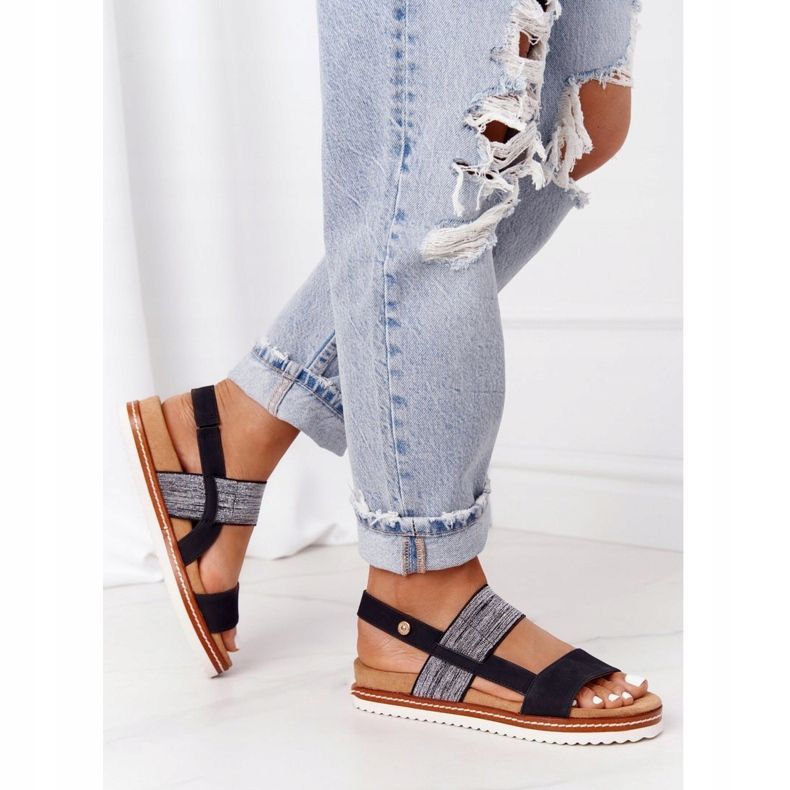 EVE Sandale sa srebrnom manžetom Crna Almeria 2