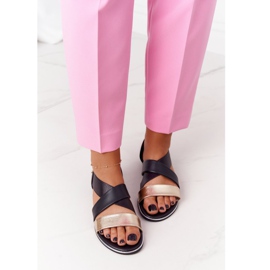 Zlatne i crne rebraste sandale crna 2